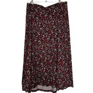 CJ Banks Christopher & Banks Size 2X Jersey Maxi Skirt Black Red Pink Heart